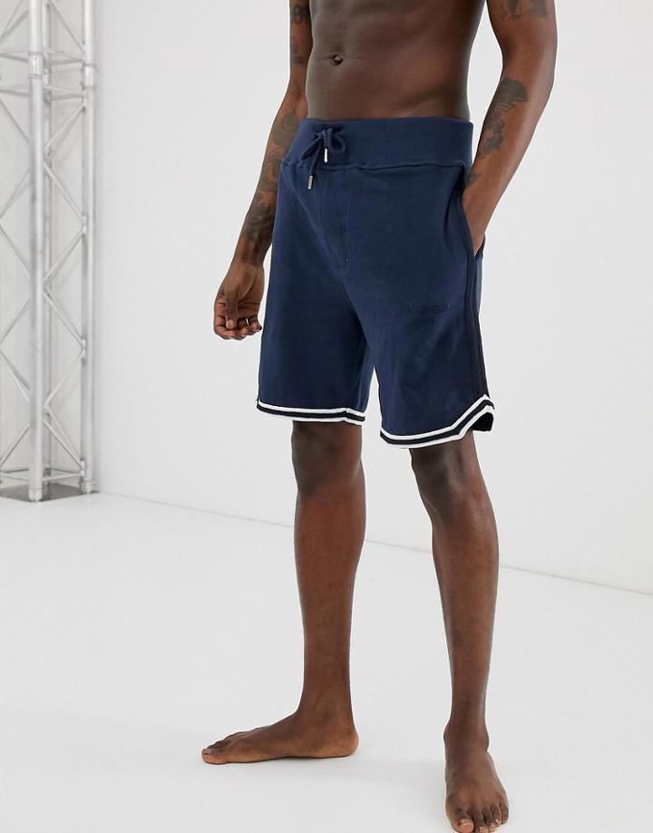 Diesel Logo Lounge Tipped Sweat Shorts In Navy - Navy