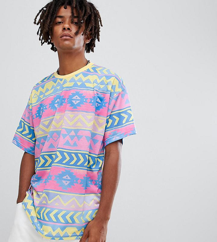 Reclaimed Vintage Inspired Geo-tribal Striped T-shirt - Multi