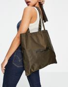 French Connection Logo Tote Bag In Khaki-green