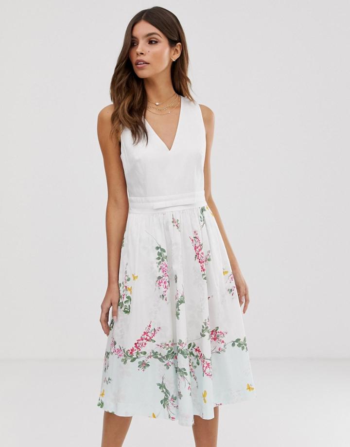Ted Baker Reyyne Printed Midi Dress - White