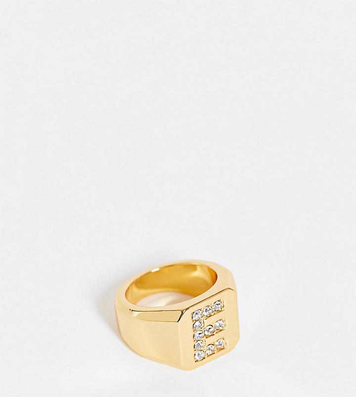 Asos Design Curve 14k Gold Plated E Initial Ring