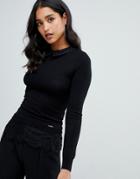 Lipsy Lace Detail Sweater With Collar Detail In Black - Black