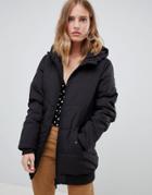 Only Elastic Hem Padded Midi Jacket - Black