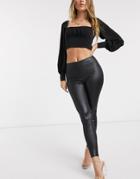 Femme Luxe Wet Look Leggings In Black