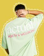 Asos Actual Health And Wellbeing Oversized T-shirt With Logo Print In Green - Part Of A Set