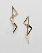 Asos Design Earrings In Linked Triangle Design In Gold - Gold
