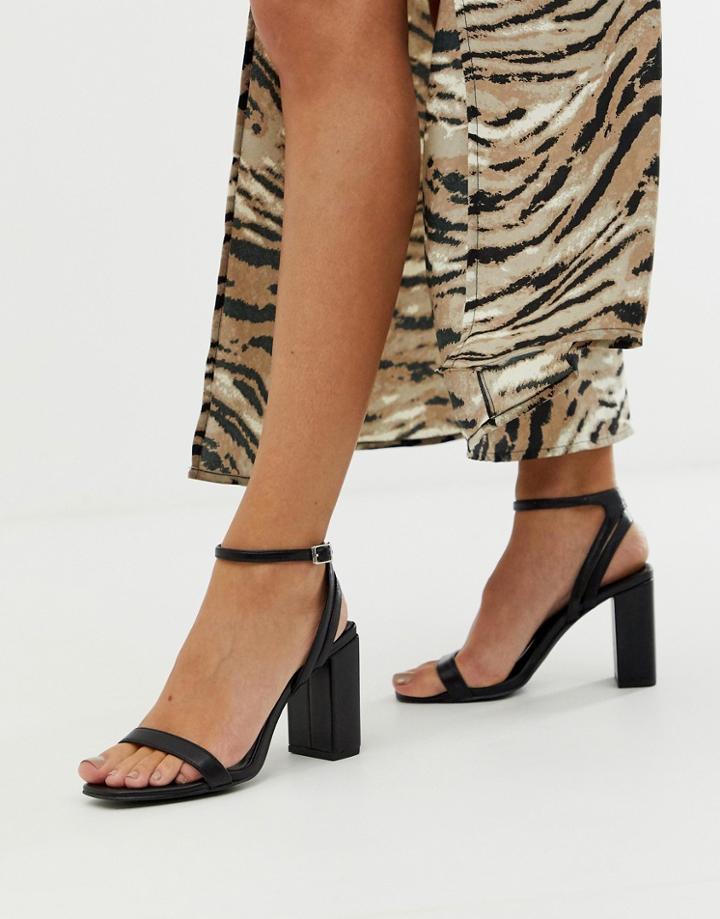 New Look Block Pu Sandal In Black - Black