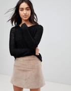 Vero Moda Textured Round Neck Sweater - Black