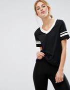 Noisy May Kicks Back White Stripe Tee - Black
