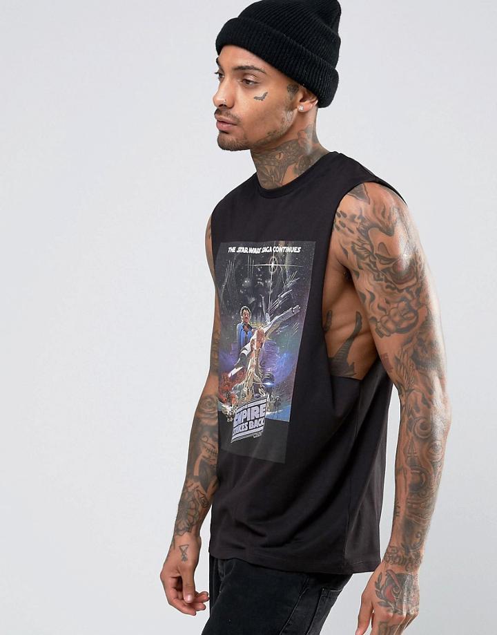 Asos Star Wars Sleeveless T-shirt With Empire Strikes Back Print - Bla