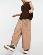Asos Design Loose Fit Pants With Elasticated Waist In Stone-neutral