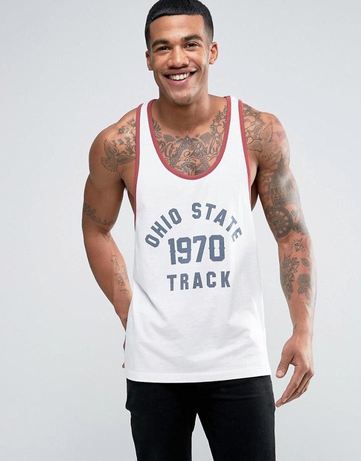 Asos Extreme Racer Back Tank With Ohio State Print - White