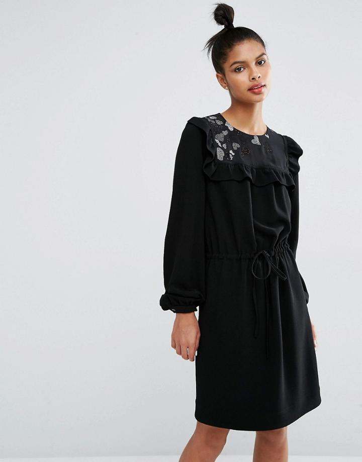 Sonia By Sonia Rykiel See Through Heart Detail Crepe Dress - Black