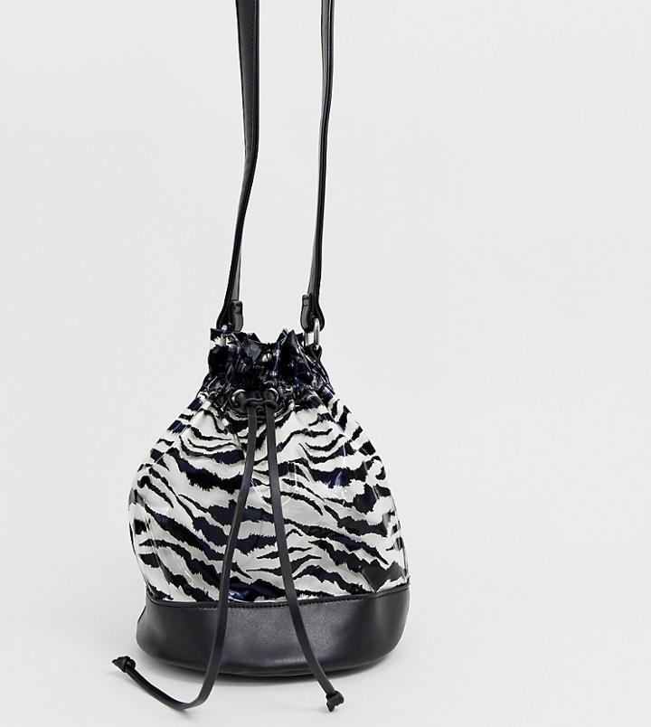 Sacred Hawk Tiger Print Clear Bucket Bag - Black