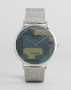Reclaimed Vintage Camo Mesh Watch In Silver - Silver