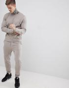 Asos Design Tracksuit Sweatshirt/skinny Joggers In Beige Marl - Beige