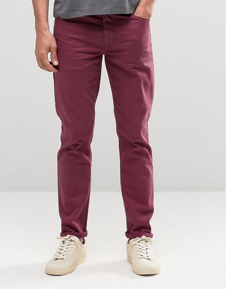 Asos Skinny Jeans In Burgundy - Red
