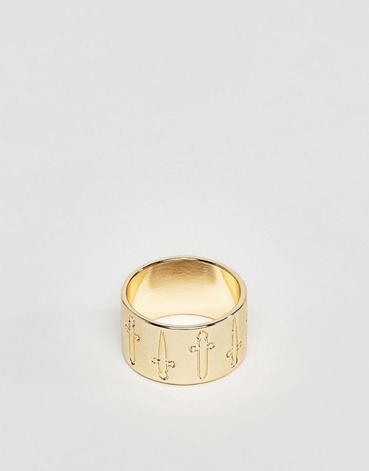 Designb Wide Band Ring In Gold Exclusive To Asos - Gold