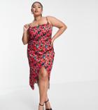 Public Desire Curve Wrap Skirt Mini Dress In Poppy Print-multi