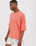 Asos Design Oversized T-shirt With Drawstring Hem In Orange