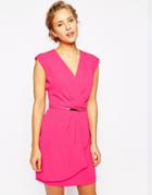 Oasis Plunge Neck Wrap Dress - Pink