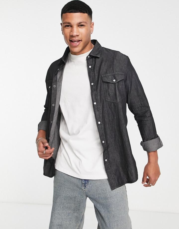 Brave Soul Denim Shirt In Black
