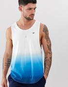 Hollister Icon Logo Curved Hem Tank In White To Blue Dip Dye - White