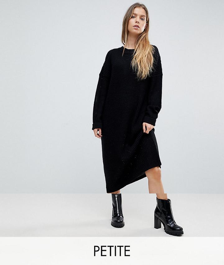 Noisy May Petite Longline Knitted Sweater Dress - Black