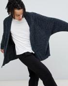 Asos Design Knitted Batwing Cardigan In Charcoal - Gray