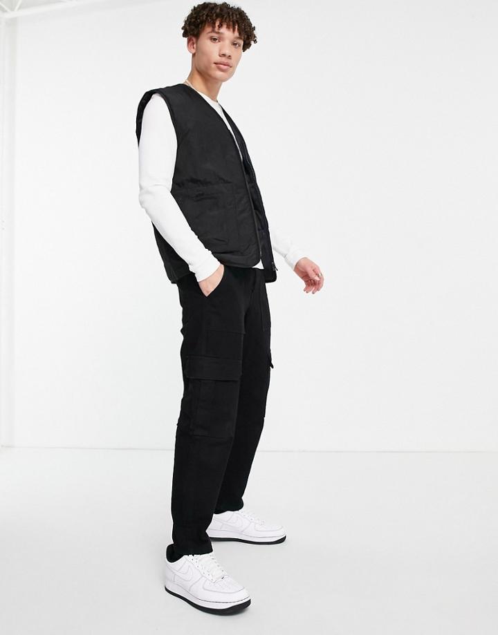 New Look Utility Pocket Vest In Black