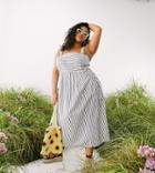Asos Design Curve Overalls Midi Sundress With Pocket Detail In Stripe Print-multi