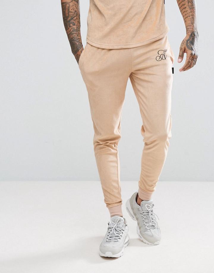 Ascend Skinny Fit Velour Joggers - Orange