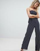 Missguided Tie Back Stripe Bandeau Jumpsuit - Multi