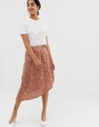 Vila Satin Leopard Skirt-multi