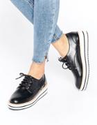Pull & Bear Flatform Lace Up Brogue - Black