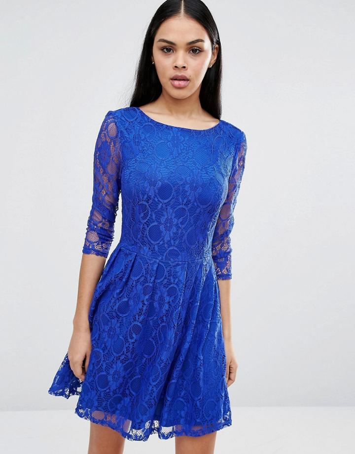 Pussycat London Lace Skater Dress - Blue