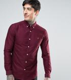 Farah Stretch Skinny Fit Buttondown Oxford Shirt In Red - Red