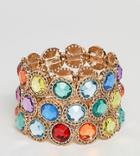 Asos Design Curve Exclusive Pack Of 3 Bracelets With Multicolor Jewels In Gold - Gold