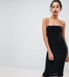Outrageous Fortune Square Neck Cami Strap Midi Dress - Black