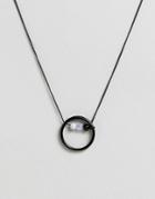Asos Necklace With Circle Bead Pendant - Silver