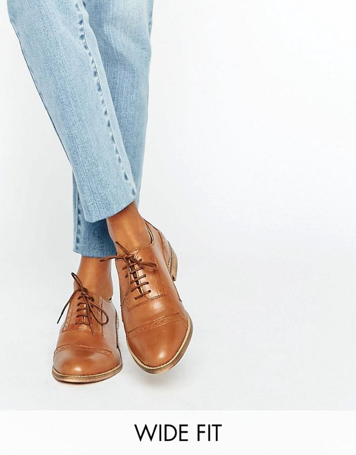 Asos Makeup Wide Fit Leather Brogues - Tan