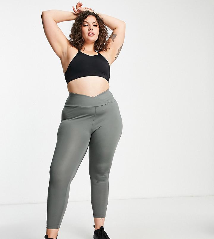 Asos 4505 Curve Legging With Deep Wrap Waistband-green