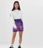 Collusion Petite Denim Mini Skirt In Tie Dye - Multi