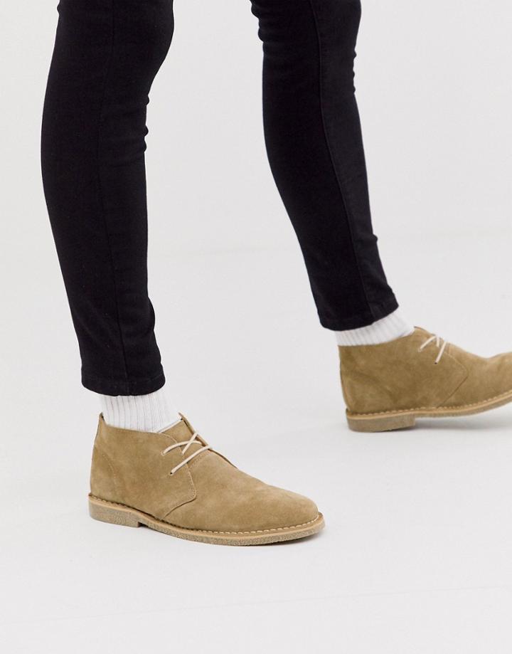 Asos Design Desert Boots In Stone Suede