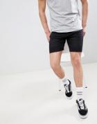 Pull & Bear Slim Fit Denim Shorts In Black - Black