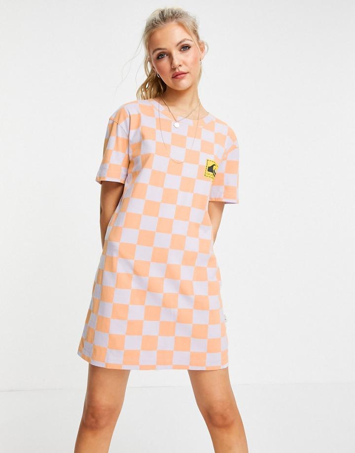 Quiksilver Standard T-shirt Checked Dress In Orange