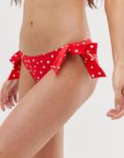 Figleaves Sorrento Spot Bunny Tie Bikini Bottom In Red Multi