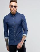 Asos Skinny Denim Shirt With Contrast Buttons In Rinse Wash - Rinse Wash