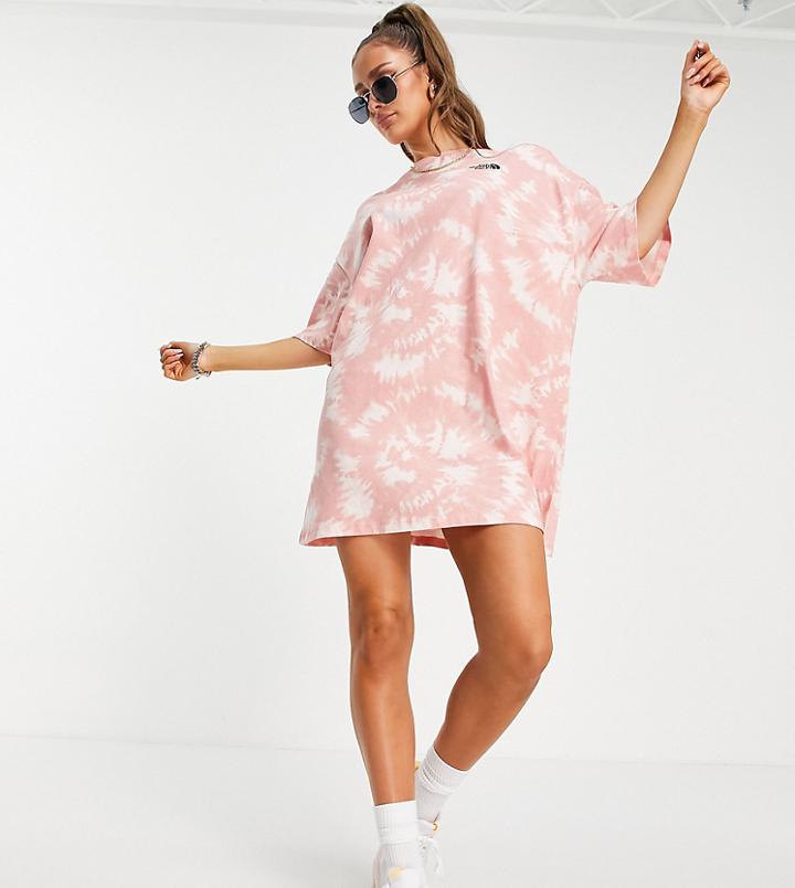 The North Face Jersey T-shirt Dress In Pink Tie Dye Exclusive At Asos
