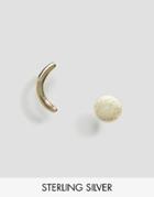 Asos Gold Plated Sterling Silver Mismatched Shape Earrings - Gold